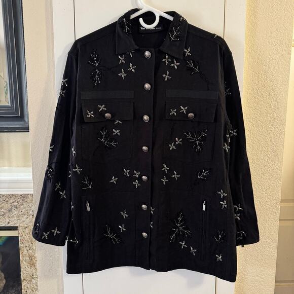 NWT The Kooples Metallic Beaded & Embroidered Jacket Black Women’s Size Small/ 4 - Picture 7 of 14